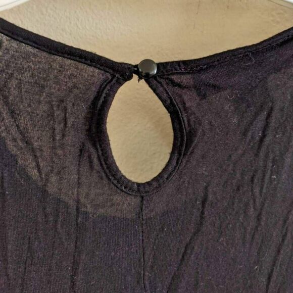 INC Sequin Peplum Top Women’s Size XS Black Sleeveless Sparkle Blouse Keyhole - Picture 9 of 9